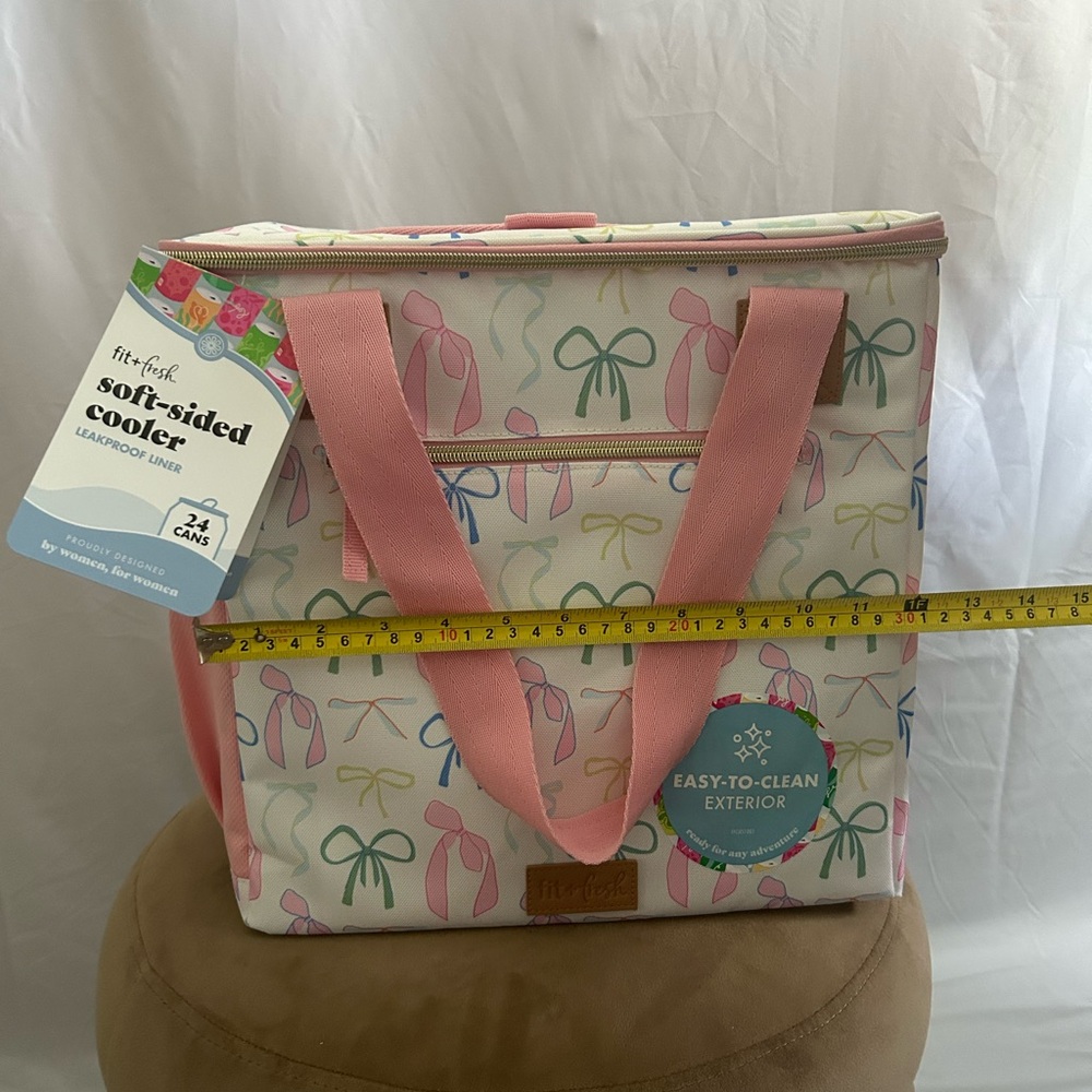 *New* Fit + Fresh Pink and Colorful Bow Design Soft-Sided Cooler - Picture 13 of 16